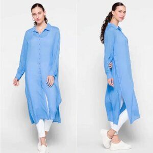 Universal Standard Womens Nailah Button Down Tunic S 14-16 Azure Blue FLAWS